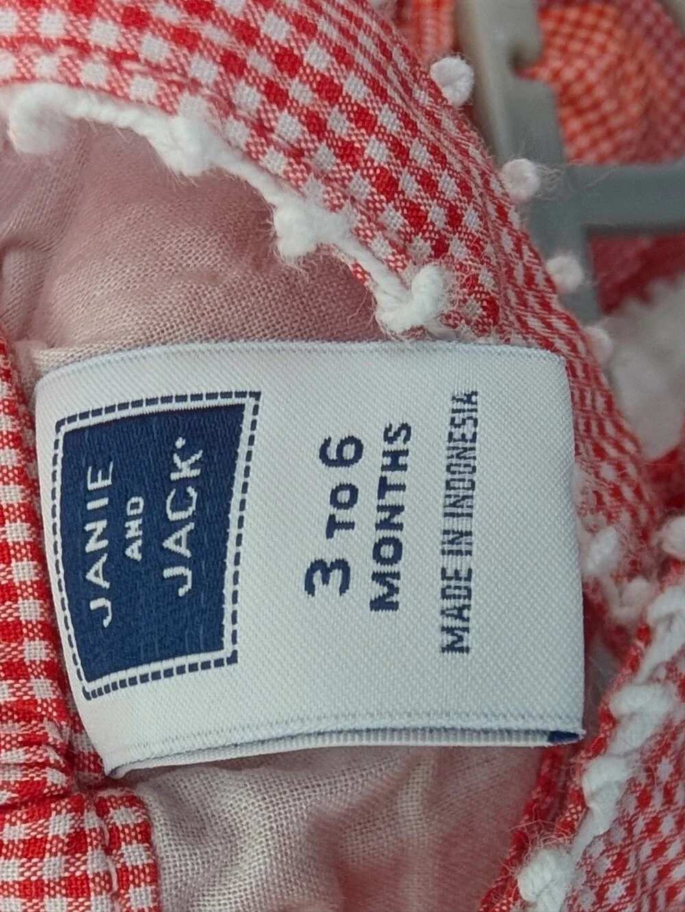 Janie and Jack | Red and White gingham check Bubble Romper | 3-6 Months
